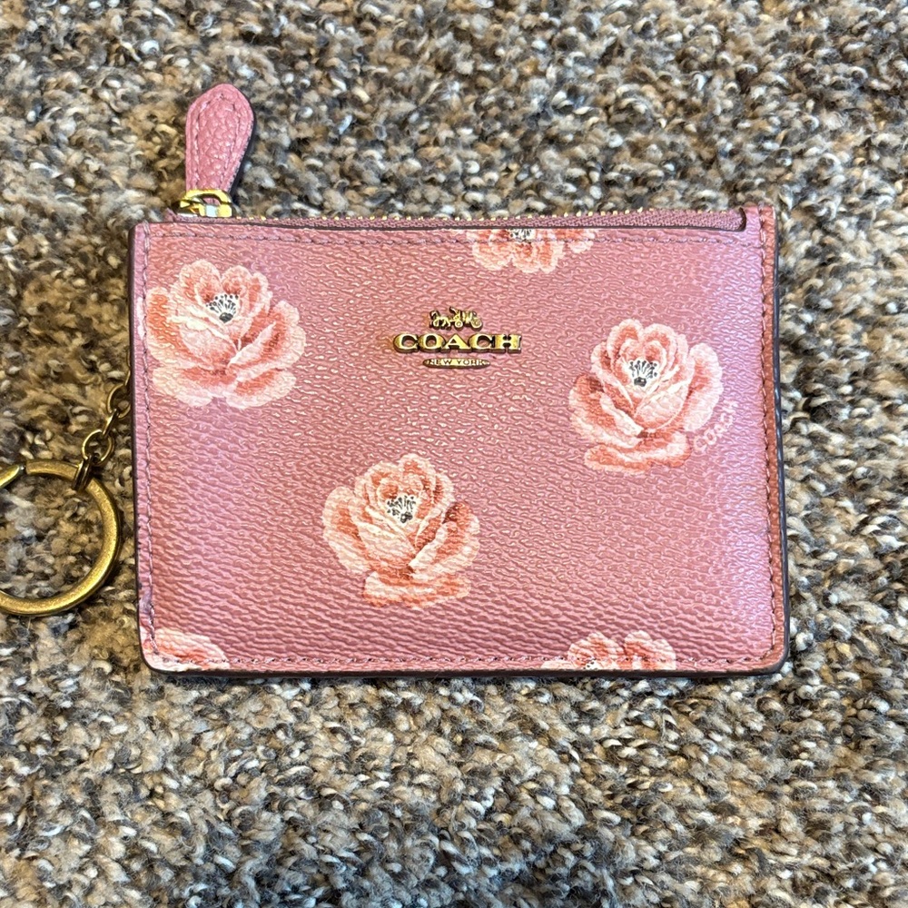 Coach Pink Rose Print Wallet